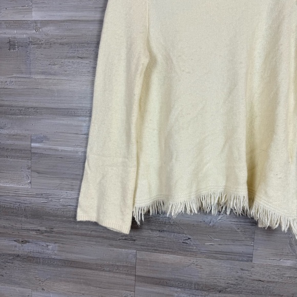 Anthropologie Cream Cowl Neck Fringe Hem Sweater Boho Knit Large - Picture 7 of 9